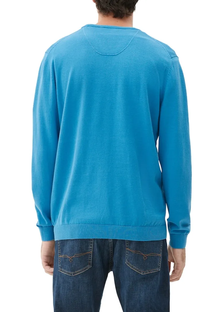 Feinstrickpullover mit V-Ausschnitt blau4