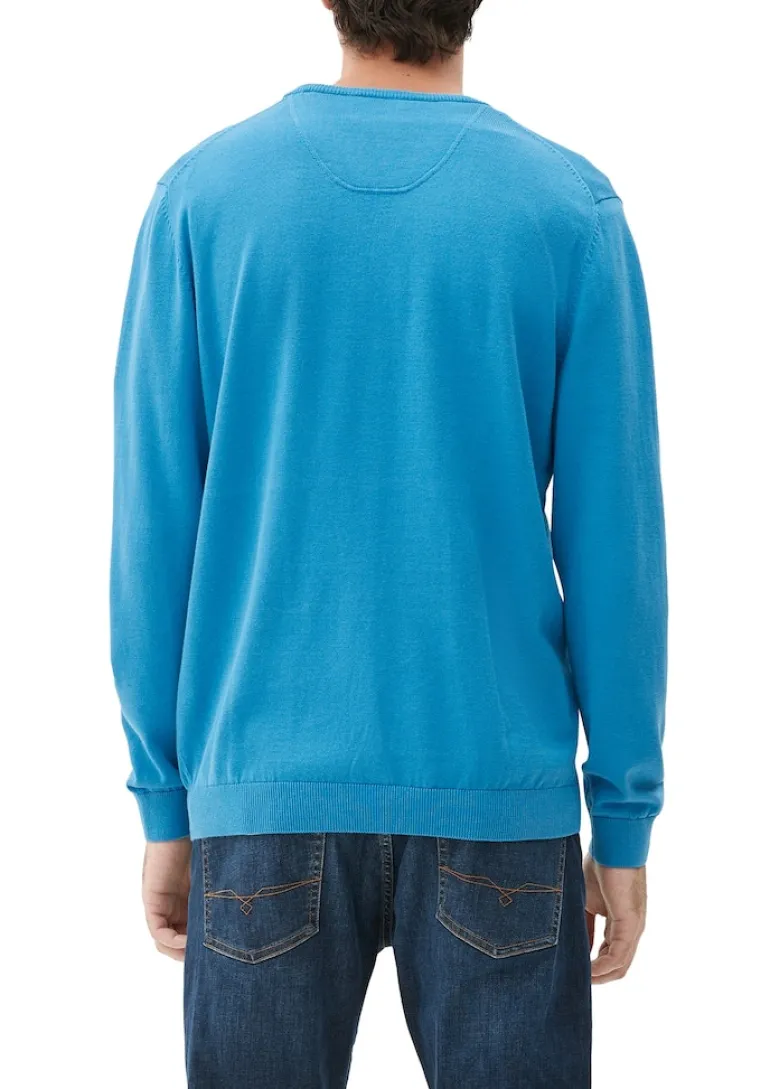 Feinstrickpullover mit V-Ausschnitt blau4