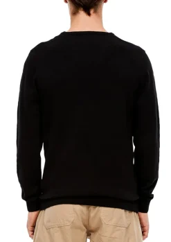 Feinstrickpullover mit V-Ausschnitt schwarz