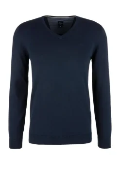 Feinstrickpullover mit V-Ausschnitt blau 5978
