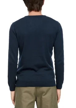 Feinstrickpullover mit V-Ausschnitt blau 5978
