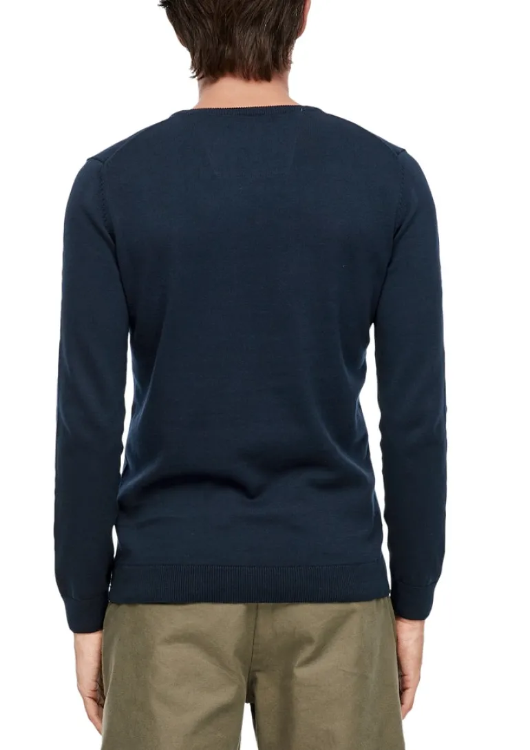 Feinstrickpullover mit V-Ausschnitt blau 5978