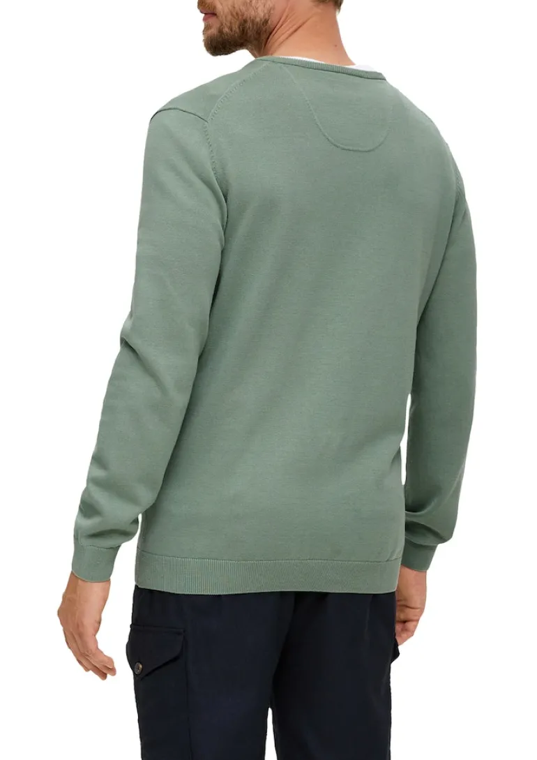 Feinstrickpullover mit V-Ausschnitt grün1