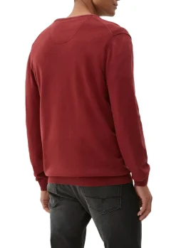 Feinstrickpullover mit V-Ausschnitt rot
