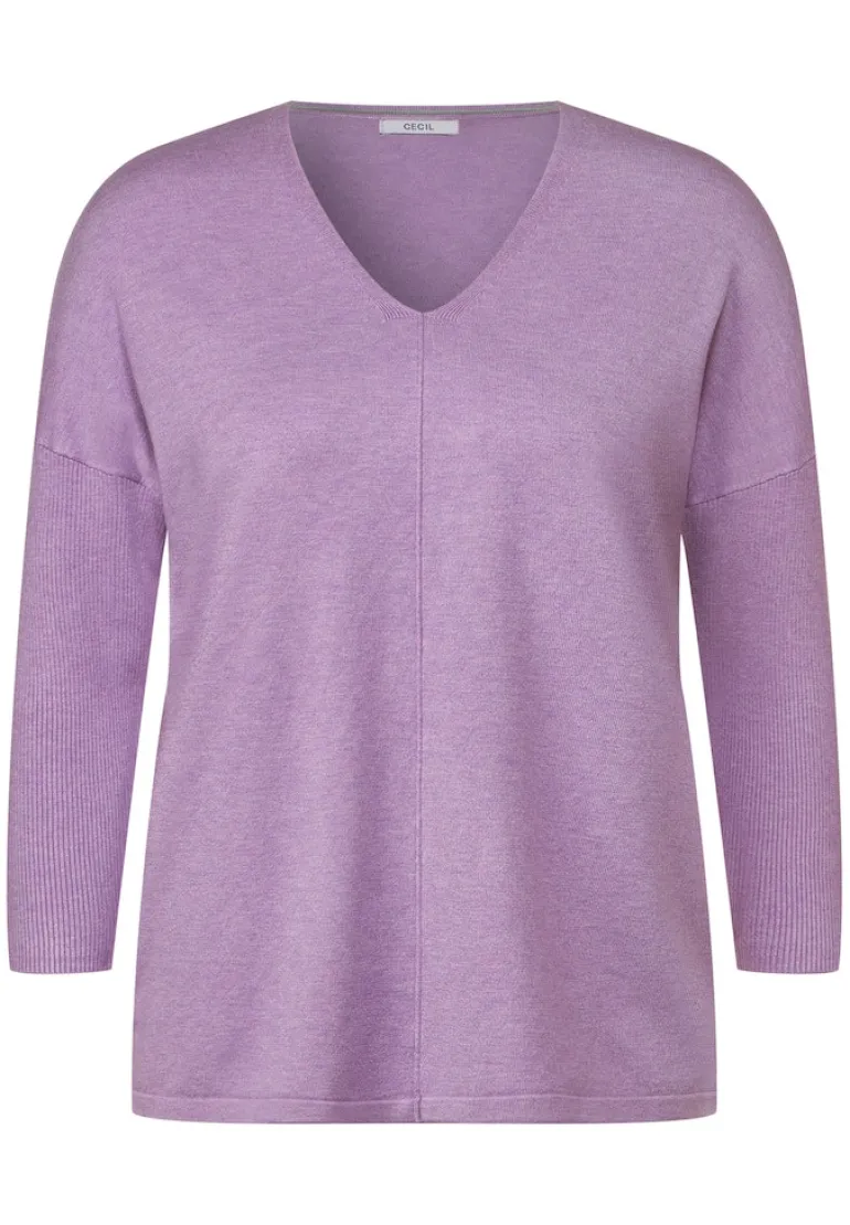 3/4 Feinstrick Pullover sporty lilac melange
