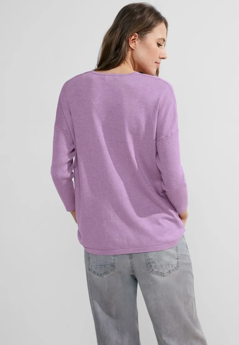 3/4 Feinstrick Pullover sporty lilac melange