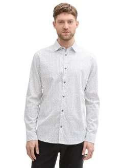 Fitted Hemd mit Muster white irregular design