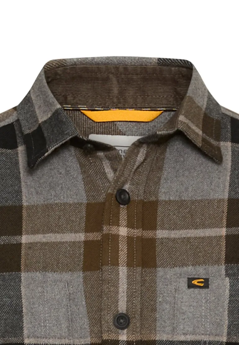 Flanellhemd mit Kontrastdetails und Brusttaschen asphalt