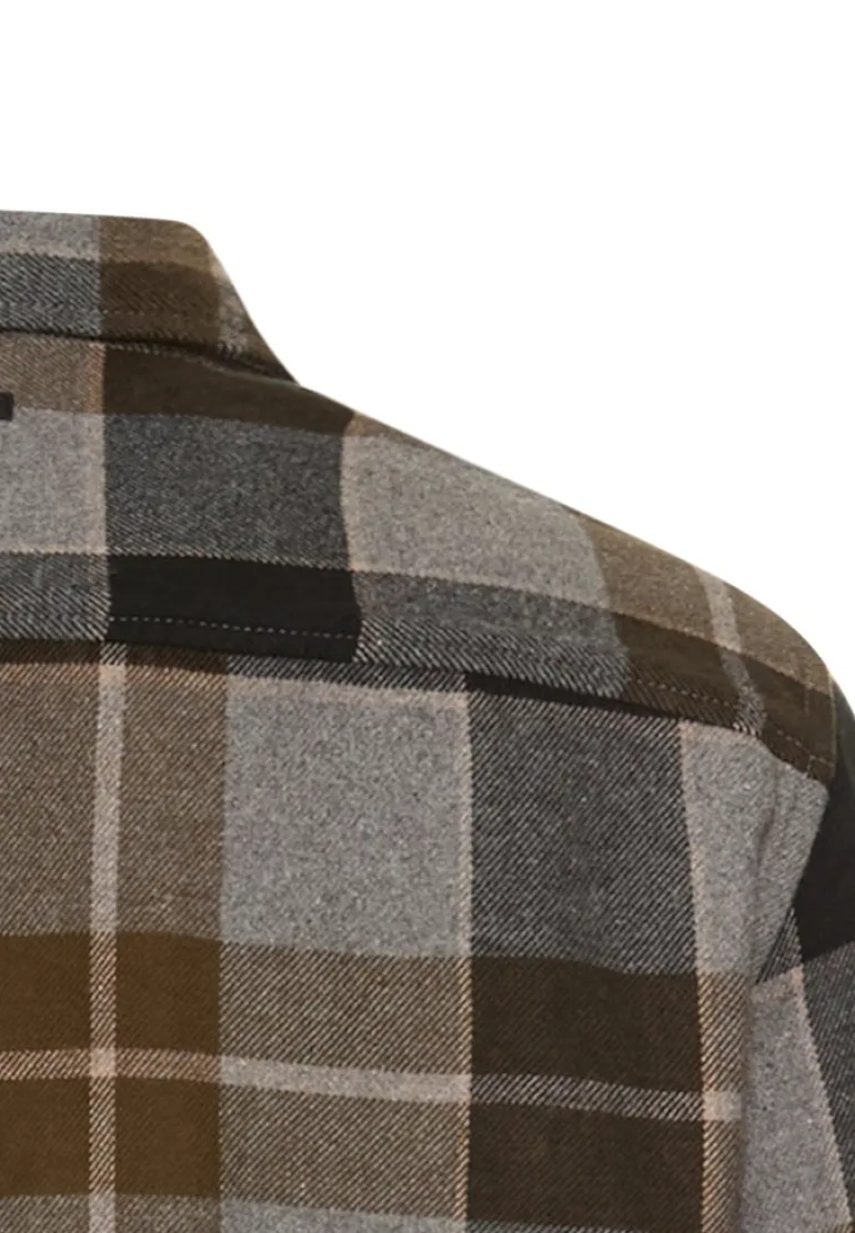 Flanellhemd mit Kontrastdetails und Brusttaschen asphalt