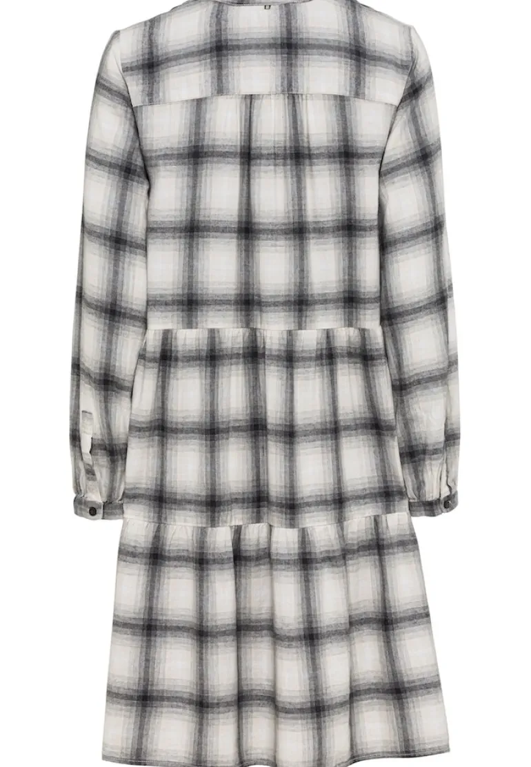 Flanellkleid aus Baumwolle grey check