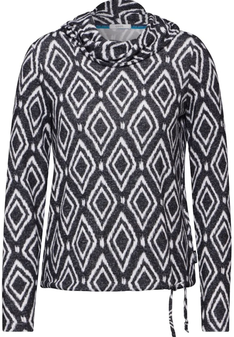 Flauschiges Shirt mit Print charcoal grey melange