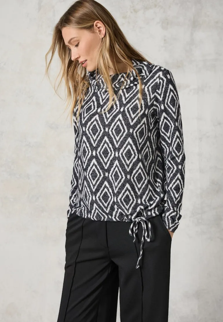 Flauschiges Shirt mit Print charcoal grey melange