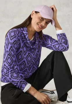 Flauschiges Shirt mit Print lilac melange