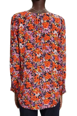 Florale Bluse mit V-Ausschnitt new navy