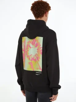 FLORAL GRAPHIC HOODIE ck black
