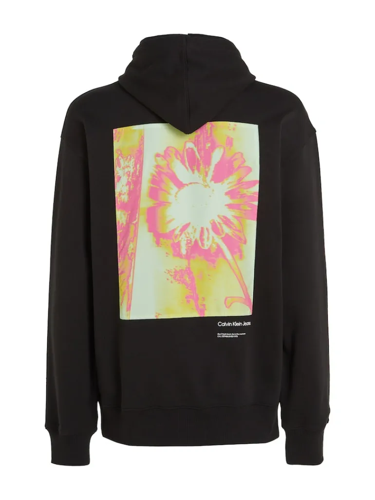 FLORAL GRAPHIC HOODIE ck black