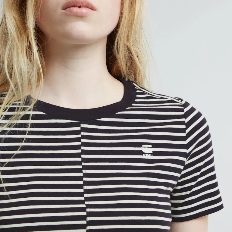 Front seam stripe r t wmn osaka blue-lt chalk stripe