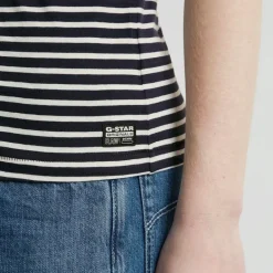 Front seam stripe r t wmn osaka blue-lt chalk stripe
