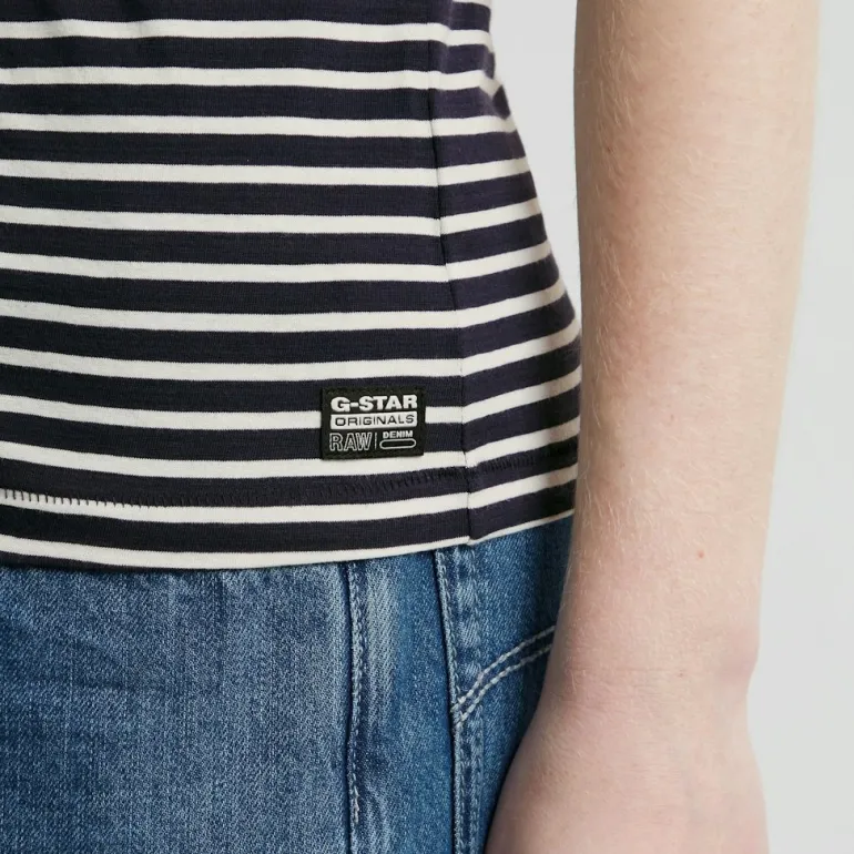 Front seam stripe r t wmn osaka blue-lt chalk stripe