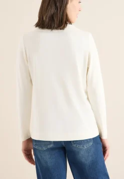 Funnelneck Shirt in Unifarbe creamy white