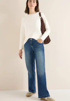 Funnelneck Shirt in Unifarbe creamy white
