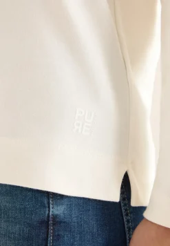 Funnelneck Shirt in Unifarbe creamy white