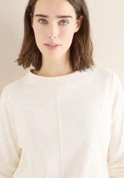 Funnelneck Shirt in Unifarbe creamy white