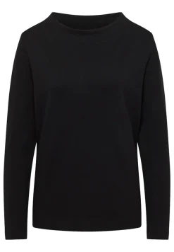 Funnelneck Shirt in Unifarbe black