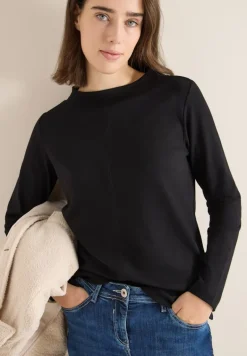 Funnelneck Shirt in Unifarbe black