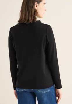 Funnelneck Shirt in Unifarbe black