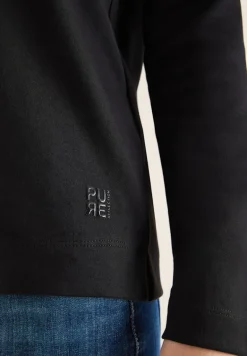 Funnelneck Shirt in Unifarbe black