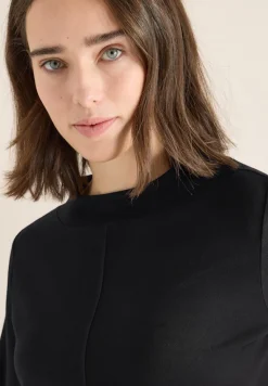 Funnelneck Shirt in Unifarbe black