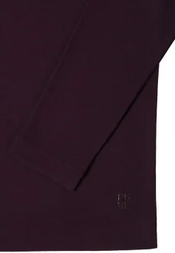 Funnelneck Shirt in Unifarbe eggplant red