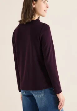 Funnelneck Shirt in Unifarbe eggplant red