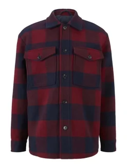 Gefütterte Hemdjacke mit Brusttaschen burgundy navy big vichy check