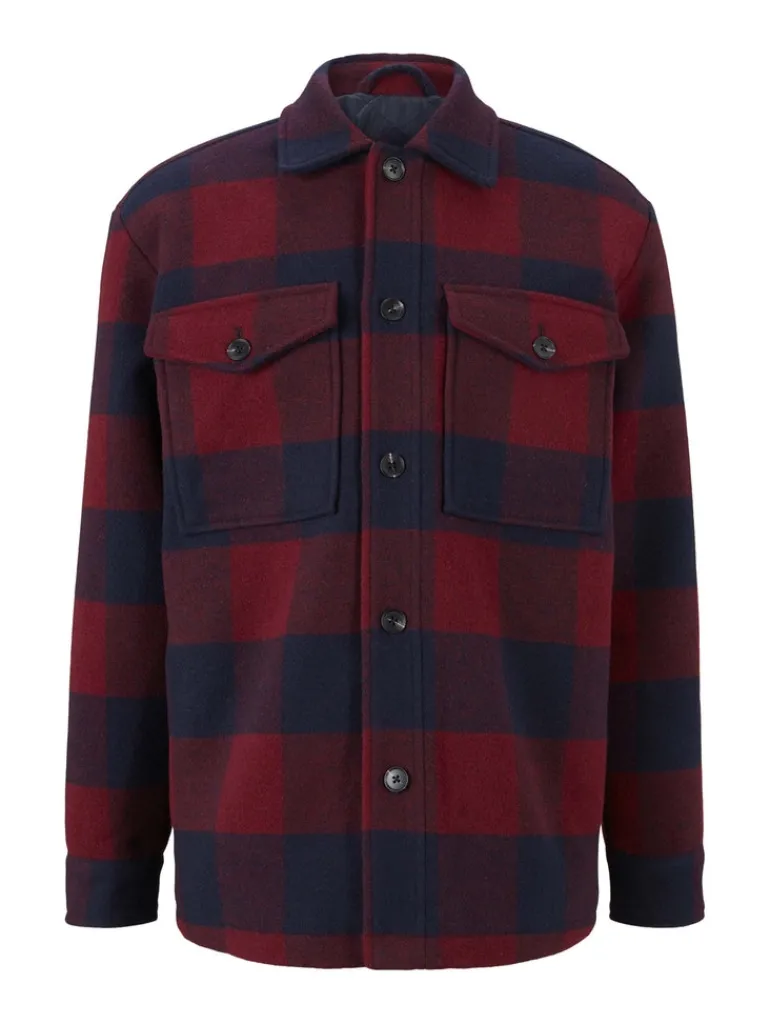 Gefütterte Hemdjacke mit Brusttaschen burgundy navy big vichy check