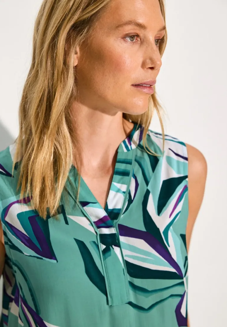 Gemusterte Bluse adriatic green