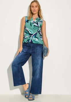 Gemusterte Bluse adriatic green