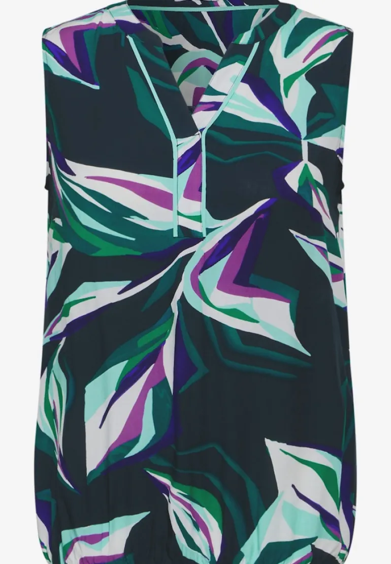 Gemusterte Bluse fir green