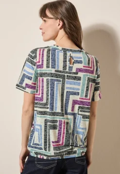 Gemustertes Ausbrenner-Shirt light alabaster white