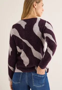 Gemustertes Federgarn Shirt eggplant red