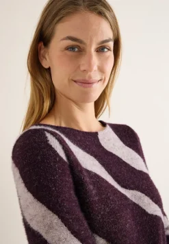 Gemustertes Federgarn Shirt eggplant red