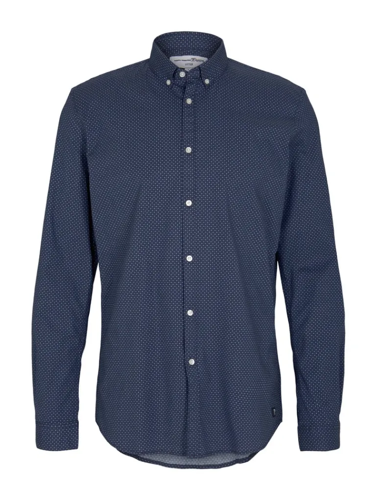 gemustertes Hemd navy dot cross print
