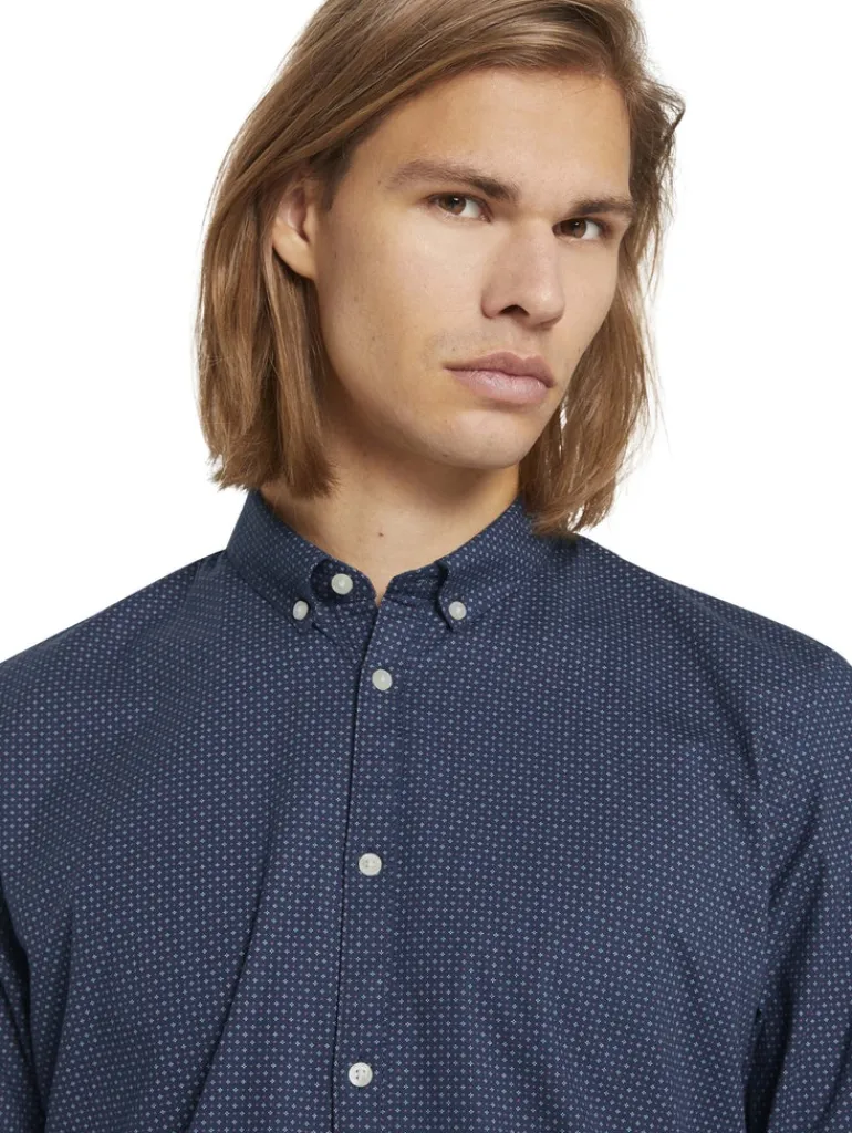 gemustertes Hemd navy dot cross print