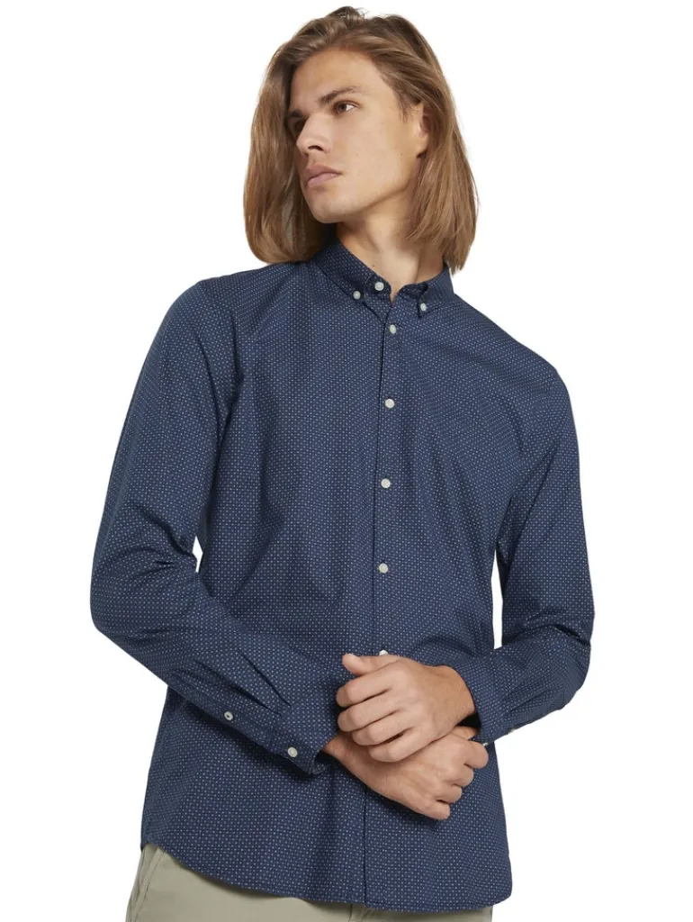 gemustertes Hemd navy dot cross print
