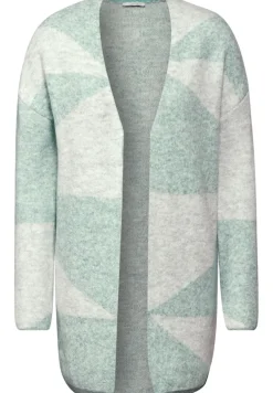 Gemusterte Strickjacke glaced green melange