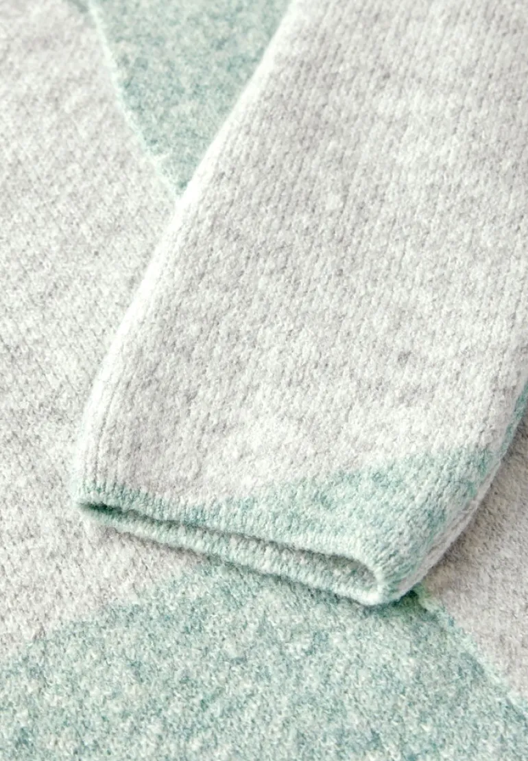 Gemusterte Strickjacke glaced green melange