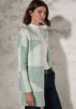 Gemusterte Strickjacke glaced green melange