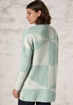 Gemusterte Strickjacke glaced green melange