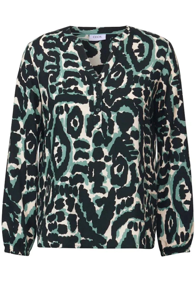 Gemusterte Tunika ink green